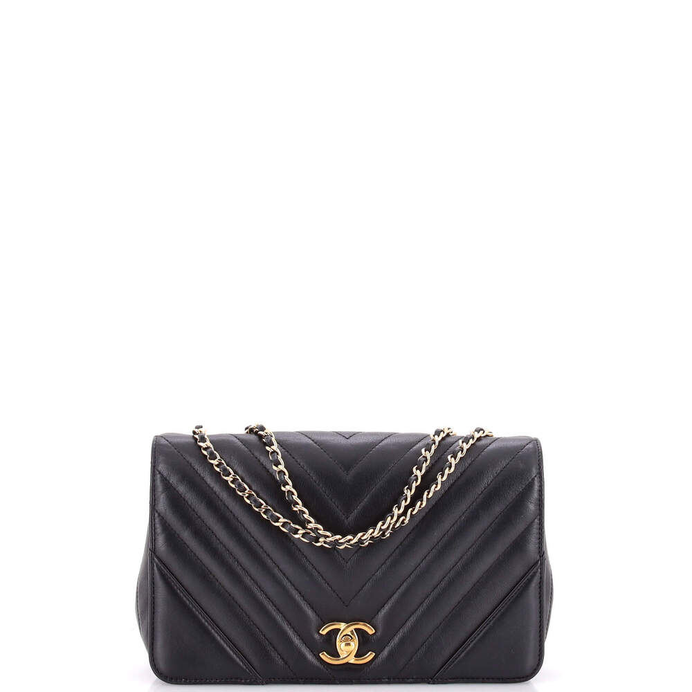 Chanel Small Statement Flap Bag Chevron Calfskin